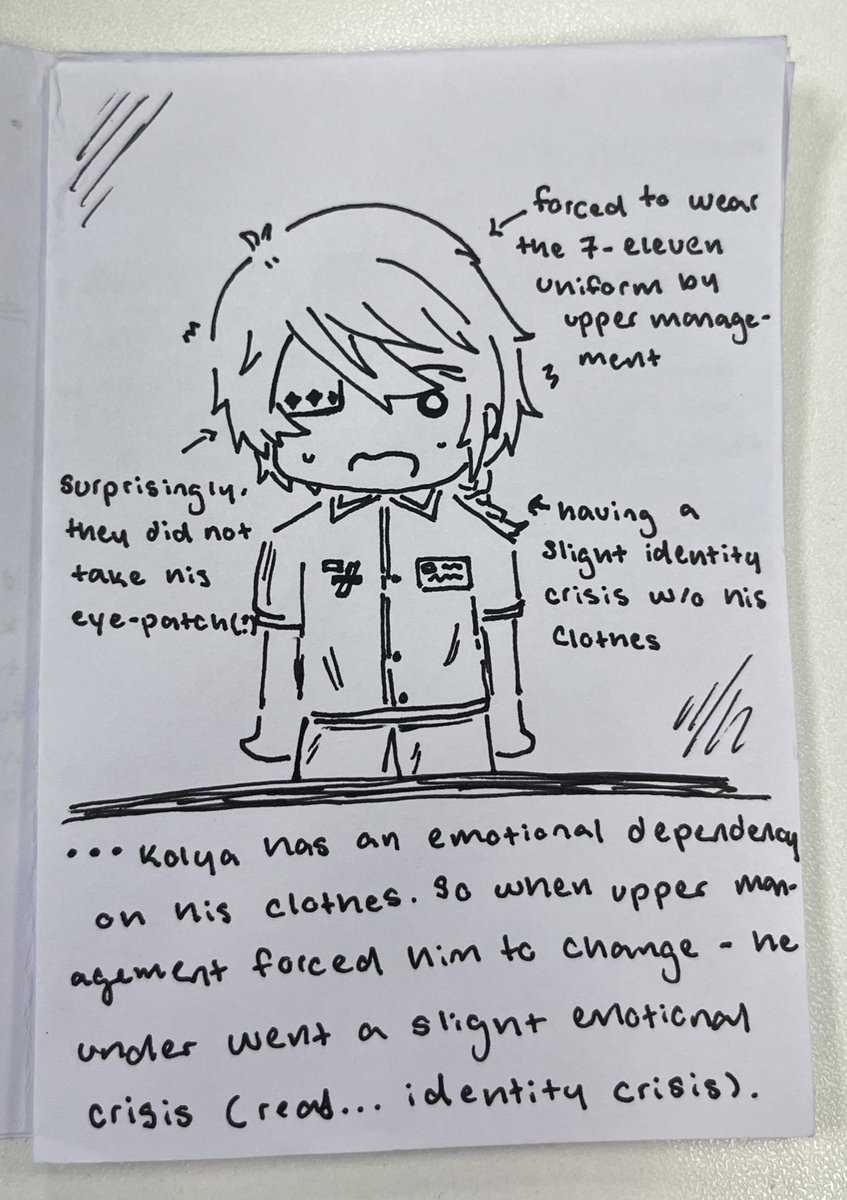 huawyn's tweet photo. KOLYA DOES(?) GET IT | 7-eleven edition (4/6)

jester kolya making his debut in ‘FEDYA DOESN’T GET IT’ with his very own spin-off comic! please give lots of love! 

—

( as suggested by someone, i drew up a lil kolya comic at work 🫶 pls enjoy ) https://t.co/cJ3tIS3DUk