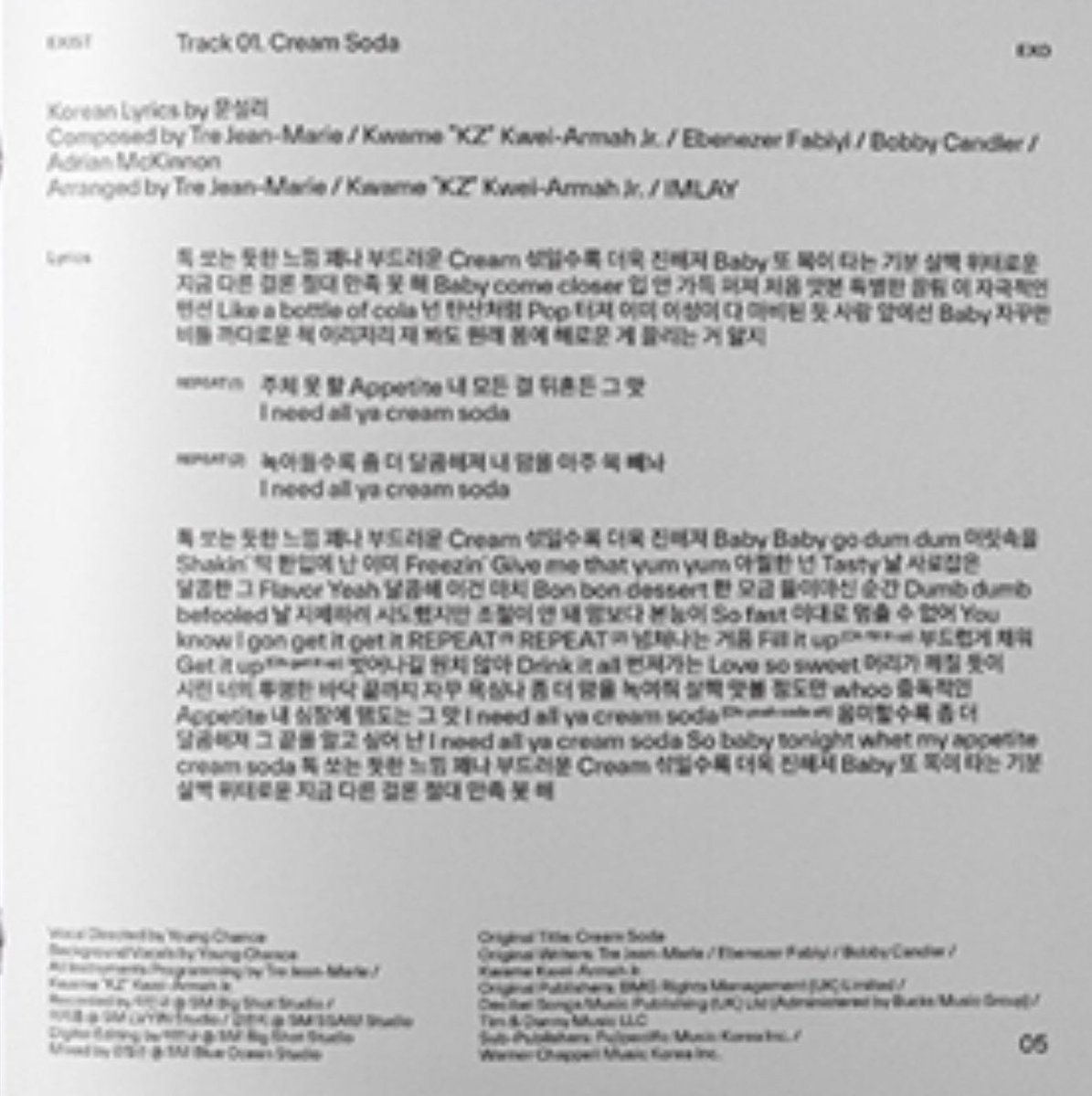 baekiosh's tweet photo. ¡LA LETRA DE LA CANCIÓN ‘CREAM SODA’ DE EXO! 🔥

“Sensación picante, cuanto más suave es la crema, más oscura se vuelve. Siento que me arde la garganta, es un poco peligroso, no puedo controlar el apetito, el sabor que sacudió mi todo, necesito todo tu refresco de crema.” (+) https://t.co/7gEM3BzvhG