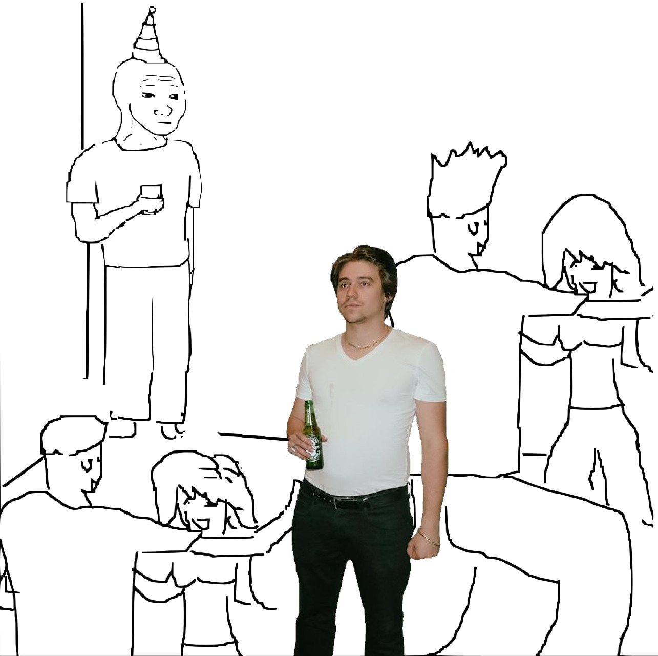 Guy in corner of party Meme Generator