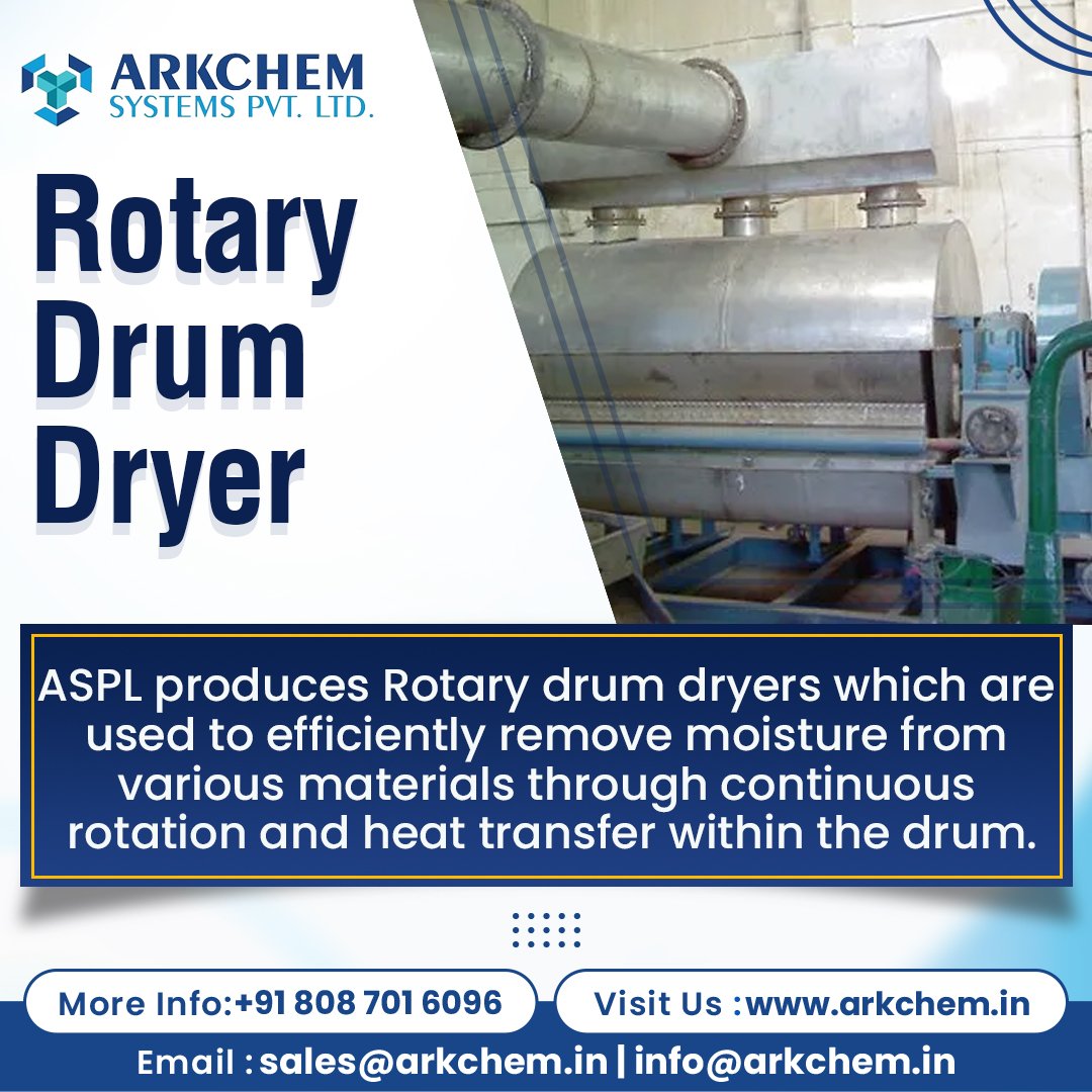 arkchemsystems's tweet image. Experience Uncompromised Quality &amp;amp; Enhanced Efficiency with ASPL Rotary Drum Dryer.

arkchem.in

#arkchemsystems #turnkeysystems #distillationsystems #evaporationsystems #dryingsystem #extractionsystems #mixingsystem #customizedsystems #MIDC #Pune #India
