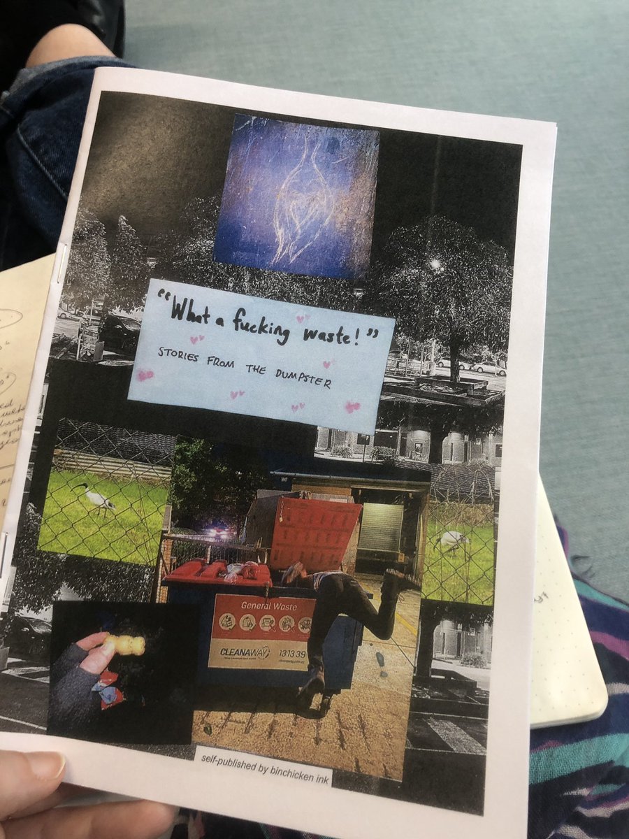 my brain has been of 🔥 since this mornings’s @cultgeogau session with the super inspiring @willowrubbish presentation on DIY zinemaking and Deniz Yildiz on playback theatre as experimental collective research practices, reading the zine now! #iag2023