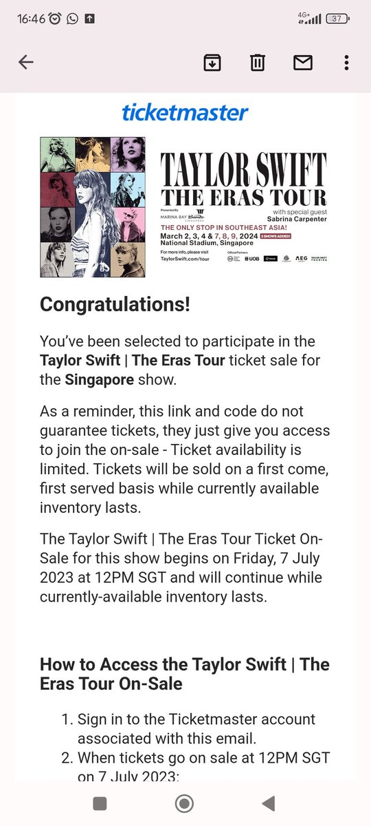 nofiniput's tweet photo. On July 5th, I got the access and I couldn't be more excited. Among billion people, my account was allowed to access the purchase today. Yet, it ends up that I got 1M queue for #ErasTourSG #erastoursingapore 🥲🥲 https://t.co/WuMo3iUQbA