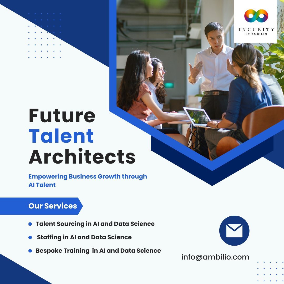 Incubity1's tweet image. Revolutionize your business with AI Talent Building: Talent Sourcing, Staffing, and Bespoke Training for exponential growth

Visit us and drop us a message to connect: incubity.ambilio.com

#artificialintelligence #recruitment #talentbuilding