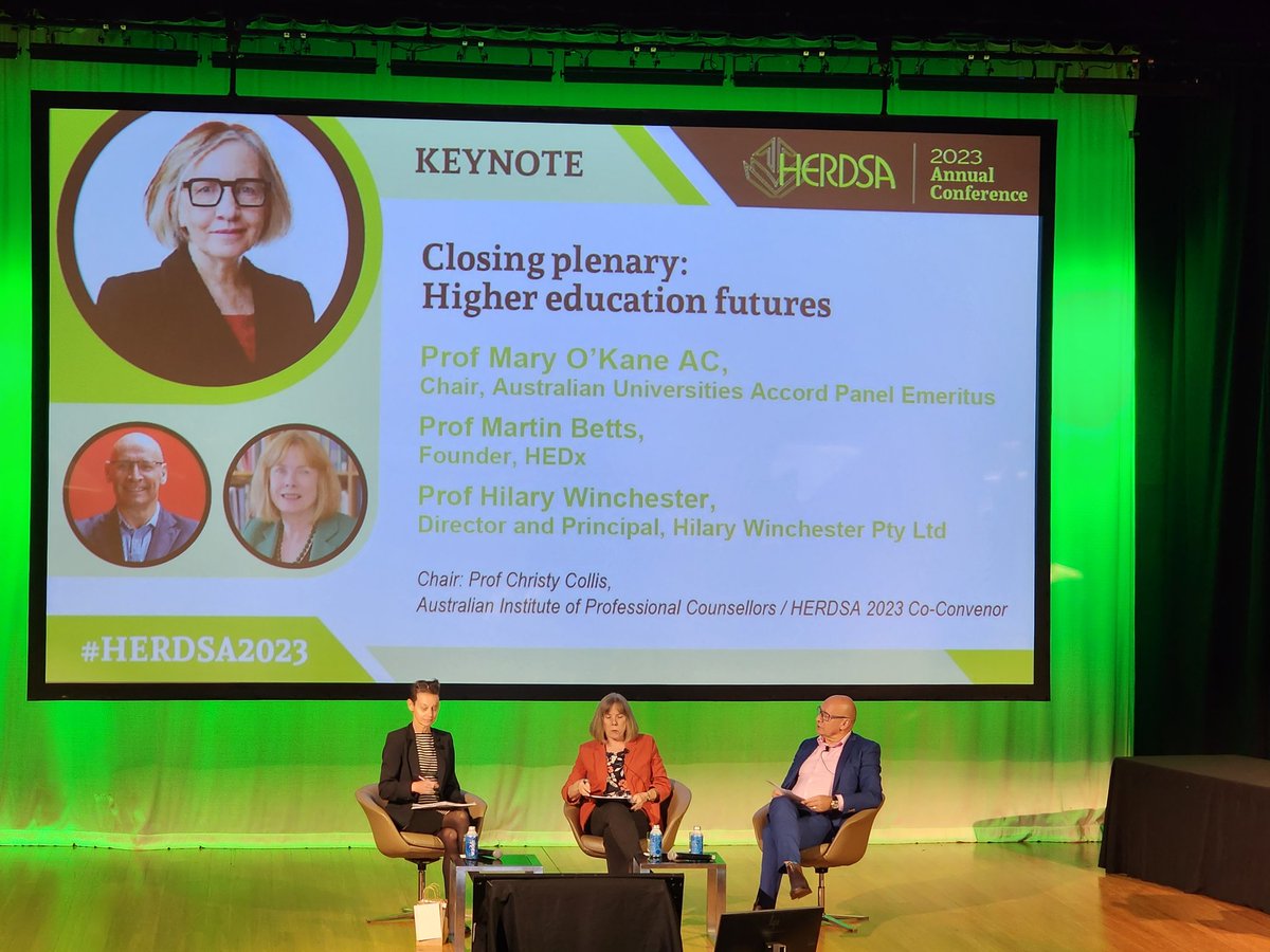 Sarah-Jane Gregory (@sj__gregory) on Twitter photo Such a critical conversation about the university accord to have at the closing plenary at #HERDSA2023 with Prof Mary O'Kane, <a href="/martinbetts/">martin betts</a> and Prof Hilary Winchester Such a critical conversation about the university accord to have at the closing plenary at #HERDSA2023 with Prof Mary O'Kane, <a href="/martinbetts/">martin betts</a> and Prof Hilary Winchester