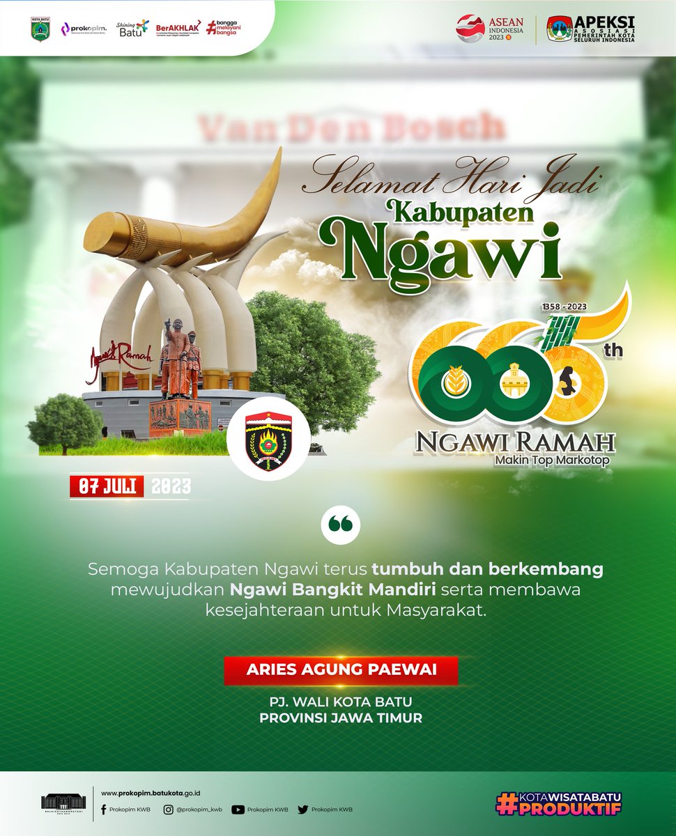 prokopimkwb's tweet photo. Selamat Hari Jadi Kabupaten Ngawi ke-665th. 
Ngawi Ramah, makin #TopMarkotop https://t.co/pG0vZ7M15y