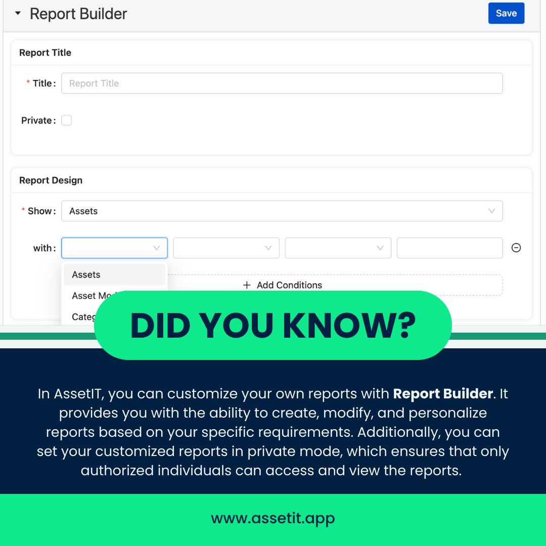 AssetITapp's tweet photo. 🌟 That's right! With Report Builder, you're in complete control 📊🔧
Give it a whirl today with AssetIT at https://t.co/66b2Hd5T1u 🚀
🌏 https://t.co/jVd5ObaDw8
🗃 AssetIT - Asset Management for Jira
#AssetIT #Jira #Atlassian #assetmanagement #CustomReports #DataPower https://t.co/c391UgCt1Z