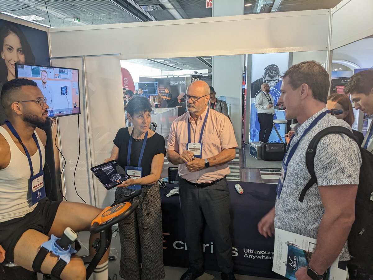 clariusmhealth's tweet photo. It's been a busy day at #ECSS2023! Our team has been showcasing our wearable ultrasound imaging solution #ProbeFixDynamic with Usono. 👉 Don't miss it - stop by booth 11. https://t.co/9fNMNFywBo