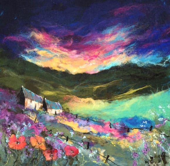 'Highland Summer' by Moy Mackay, Scottish textile artist known for her “felt painting” #WomensArt