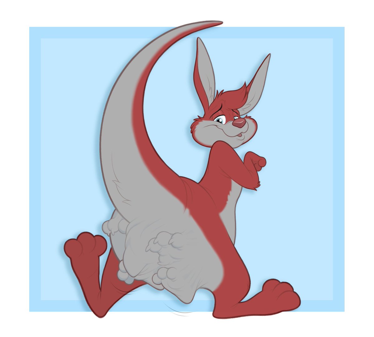 Commission for <a href="/arch_teryx/">ArchTeryx</a> featuring @LukeTheKanga. Thank you so much again for your patience and support! 

Luke is getting an internal massage from his little griffin friend!