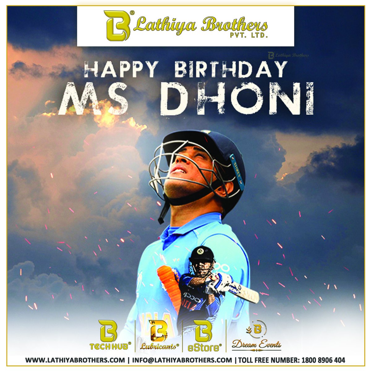 lathiyabrothers's tweet photo. Happy Birthday Captain Cool ❤️
#LathiyaBrothers #MSDhoni #IndianCaptian #ChennaisuperKings #CaptainCool #MostSuccessful #Teamwork #WorldCupWinner #LBestore #LBLubricants #LBTechHub #LBsuraksha #thelbacademy #Ten2Six #BondingAcrossTheWorld #SuratCity https://t.co/ZgcWpNFgHB