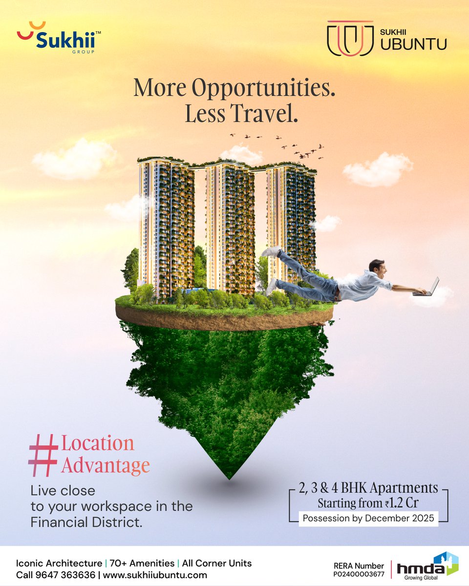 sukhiigroup's tweet photo. More time with your family and friends at Ubuntu, which lie close to some of Hyderabad’s finest workspaces.
Contact us at 9647 363636 now or DM us for a callback.
#SukhiiGroup #Ubuntu #RealEstate #Home #GatedCommunity #Workspaces #LocationAdvantage https://t.co/689r3Ek1ZF