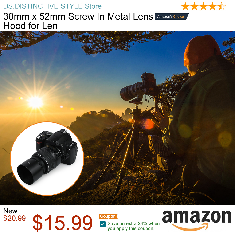 DSstyles's tweet image. 📷🕶️ Say goodbye to flare and low-contrast photos with the Screw in Metal Lens Hood (38mm x 52mm)! 🔍Anti-reflective coating inside helps reduce flare. Now 24% off, just $15.99. Buy it now at Amazon: amzn.to/42OoXlx #photographygear #lenshood #antireflective #discountsale