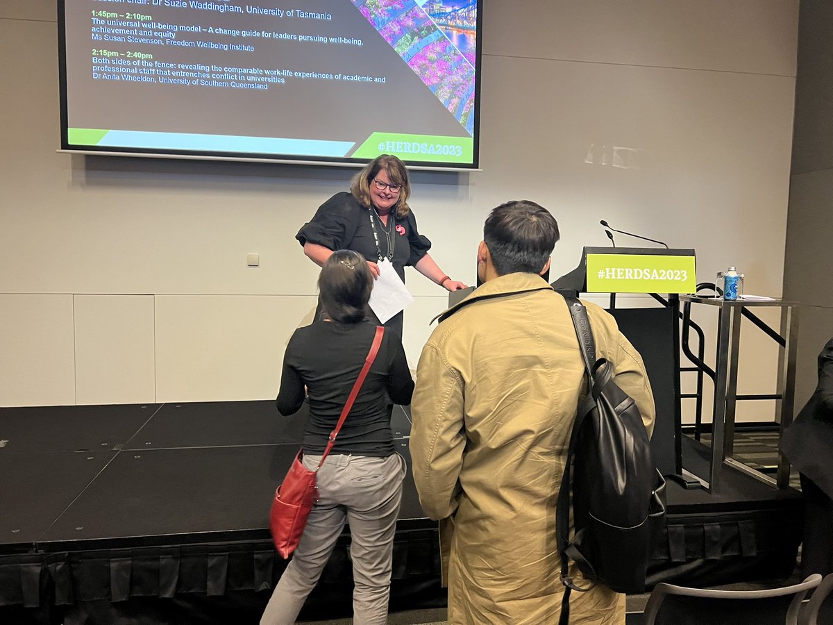 Brilliant conversation and debate about the comparable lived experience of academics and professional staff in universities through Dr Anita Wheeldon’s presentation titled “from both sides” <a href="/unisqaus/">University of Southern Queensland</a> @herdsa_conf