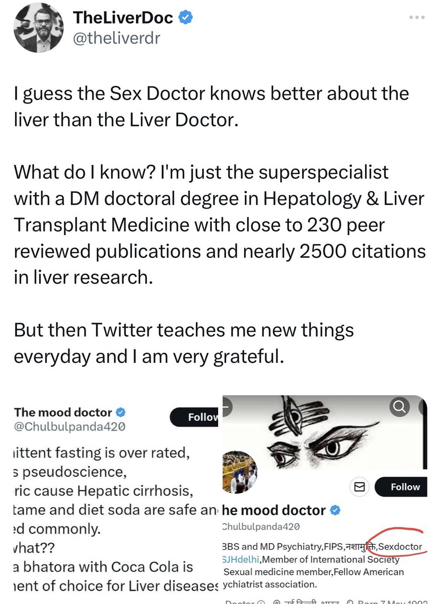For people like Liver doctor-
1.I got Single digit rank all india in UG,that’s why I was able to do MBBS from Vardhman Mahavir medical college and Safdarjung hospital(One of best institutions in India).
2.Sir I am first generation doctor from my lower middle family who even