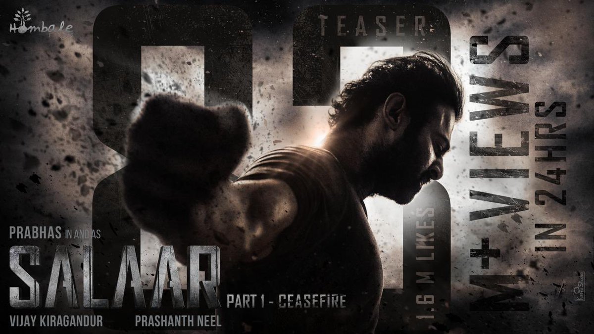 AdithyaVmovies's tweet photo. The Dinosaur takes over @YouTubeIndia by storm ❤️‍🔥

#SalaarTeaser hits a whooping 83 Million+ Views in 24 Hours!

▶️ https://t.co/nfu6JRJ166

#SalaarCeaseFire #Salaar https://t.co/MJHuuxj50g
