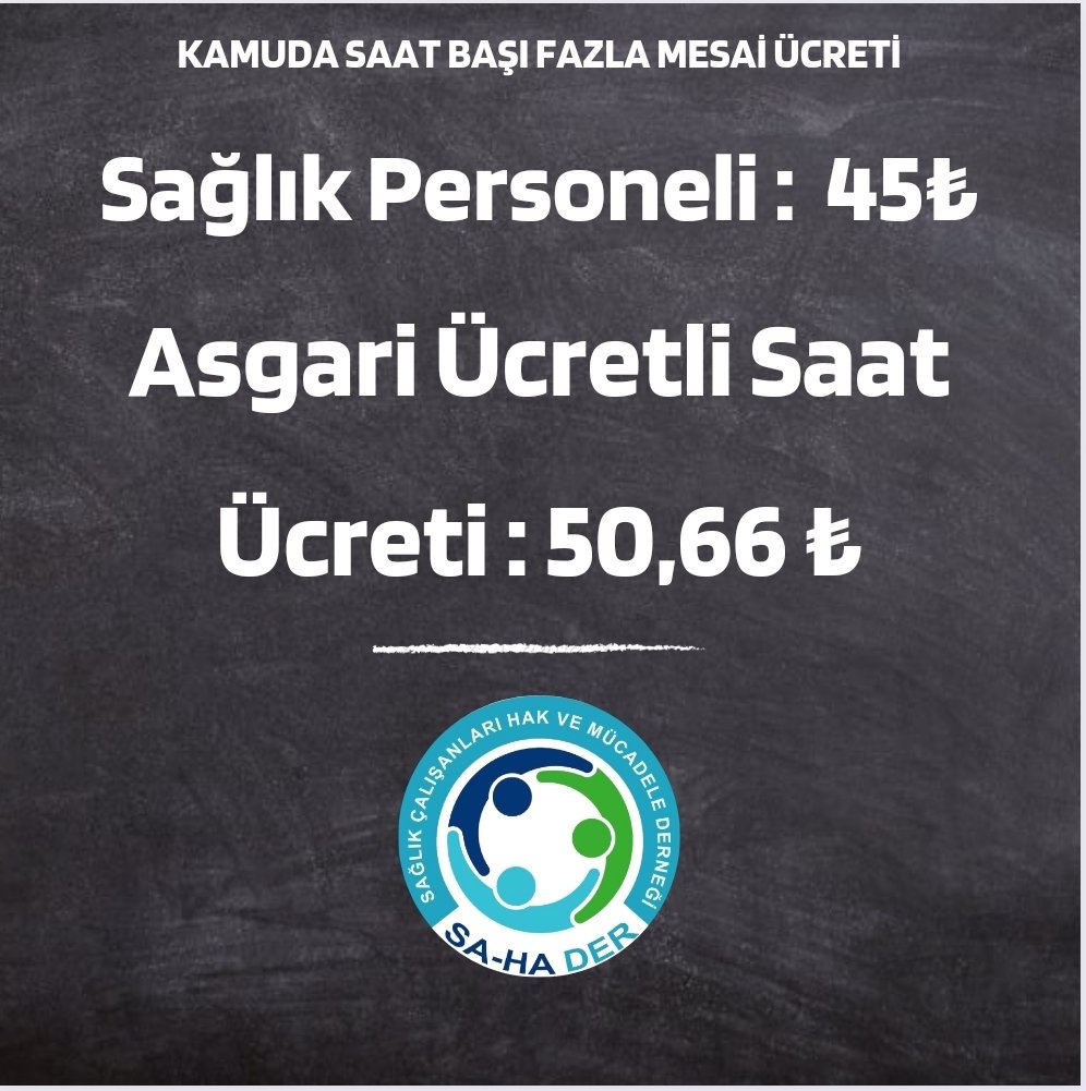 Ülkede asgari ücretin altında bir ücretle çalışmak kanunen yasak! 

Sağlık personeli fazla çalışma ücreti, öğretmen ek ders ücreti ve memurların fazla mesai ücreti asgari ücretin saatlik tutarının altında kalmıştır.

#kabuletmiyoruz 
#MemurSadakaistemiyor