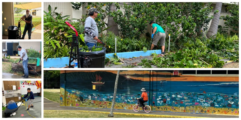HahaioneES's tweet photo. What are you doing this summer?  Our hard working custodians are busy preparing our campus for the upcoming school year!  They're even using a bike to zoom from one class to another to save time! https://t.co/1VKBvLIahQ