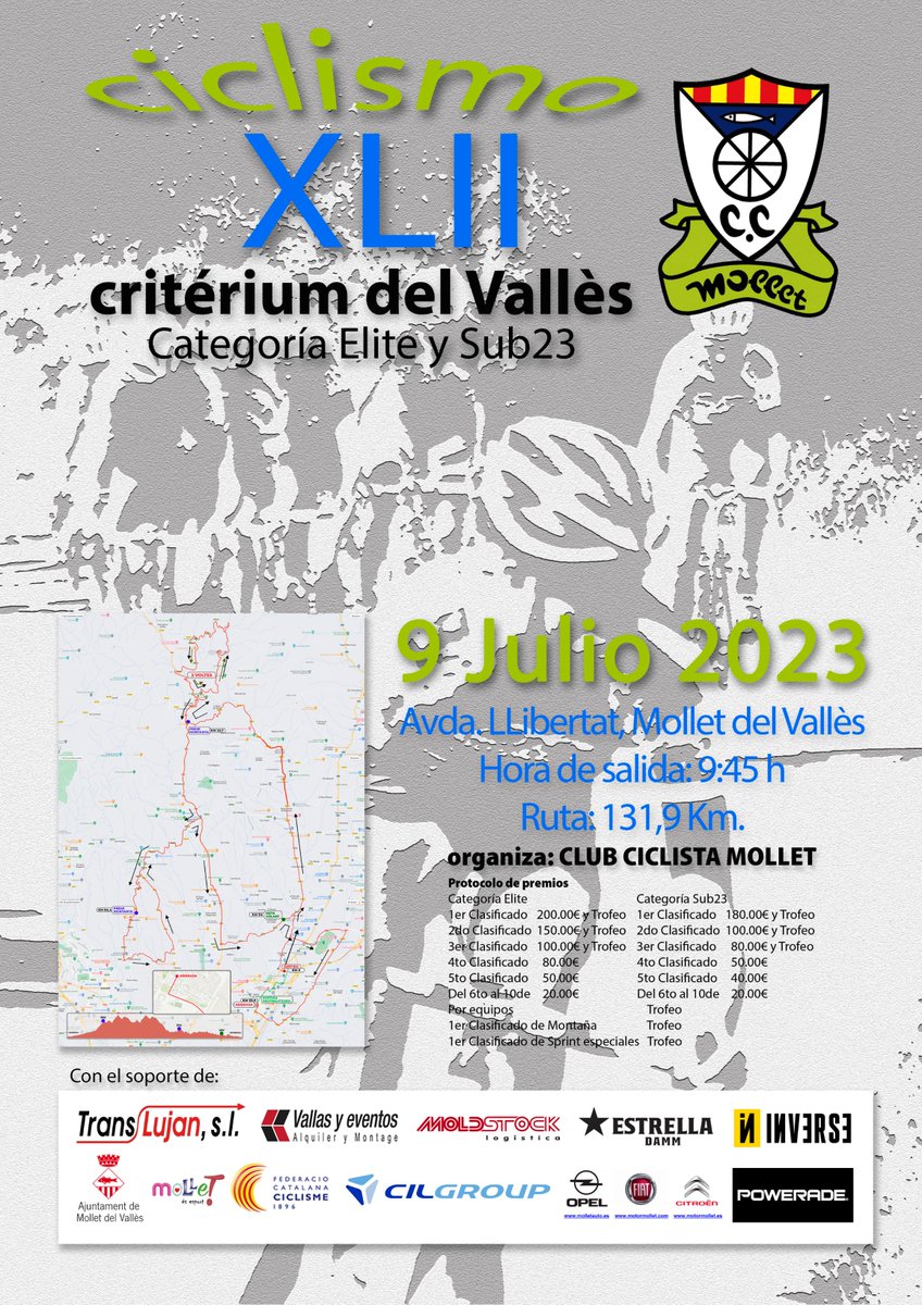 cil_logistica's tweet photo. CIL Logística es uno de los principales patrocinadores del 42 Criterium del Vallès de Ciclismo donde seremos los que otorgararemos el premio al equipo ganador de dicho Criterium.
¡Nos vemos en este evento deportivo que tendrá lugar el día 09 de julio 2023!
#deporte #ciclismo https://t.co/8zOF8dEUHI