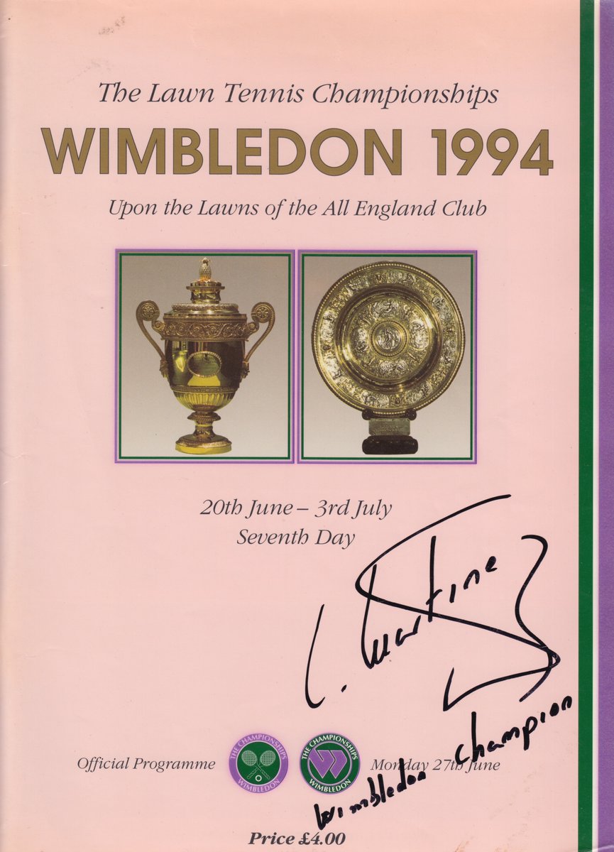 Portada del programa de Wimbledon de 1994 firmado por <a href="/conchitamartinz/">Conchita Martínez 💙</a>  la campeona y jugadora del <a href="/rctb1899/">RCT Barcelona-1899</a>
