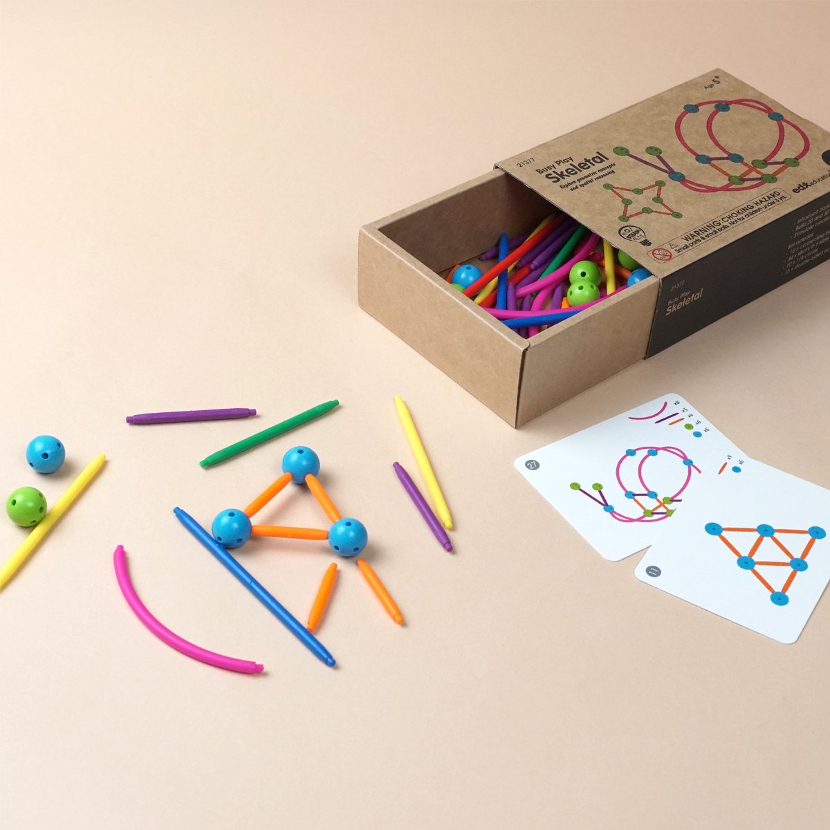 edxeducation's tweet image. New addition to the Busy Play range, Skeletal. The skeletal set encourages children to build and explore 2D and 3D structures while being introduced to basic geometric shapes with fun and exciting activity cards. #STEAMtoys #PlayLearnCreate #BusyPlay