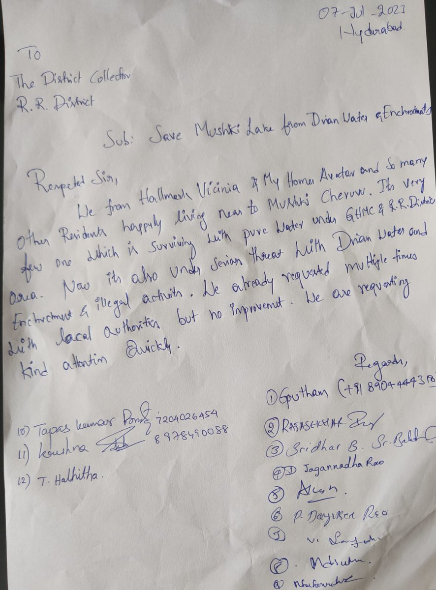Goutham00513403's tweet image. @CollectorRRD @KTRBRS @madhulikaS2 @KTRoffice @ManikondaMc @mcnarsingi @Prateek_JainIAS @TelanganaCMO 

Save Mushkin pound located beside Hallmark Vicinia and Myhome Avatar.. It&apos;s a very pure lake .. now it&apos;s going to danger zone Drians water has started mixing and encroachment