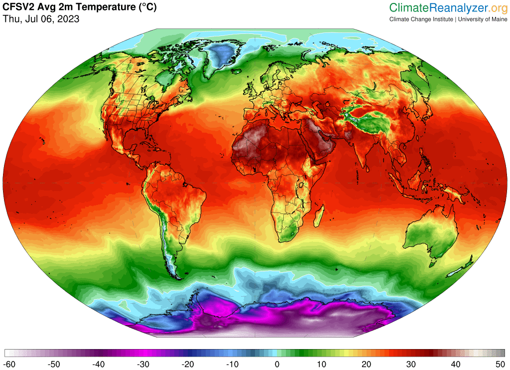 BNONews's tweet image. Thursday was the world's hottest day ever recorded with a global average temperature of 17.23°C (63.01°F); third time record has been broken this week - CCI