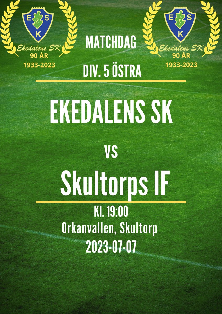 Matchdax!
Ikväll avslutar A-laget vårsäsongen med borta mot Skultorps IF på Orkanvallen i Skultorp.
Matchstart 19:00