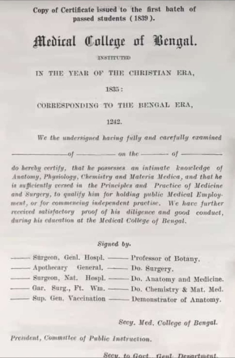 AdiG1993's tweet photo. Degree certificate of the 1st batch of medical graduates from Medical College Kolkata 1835.

A piece of history.

#MedTwitter
#MedicalCollegeKolkata
#medicalhistory https://t.co/lVtDd8fsIy