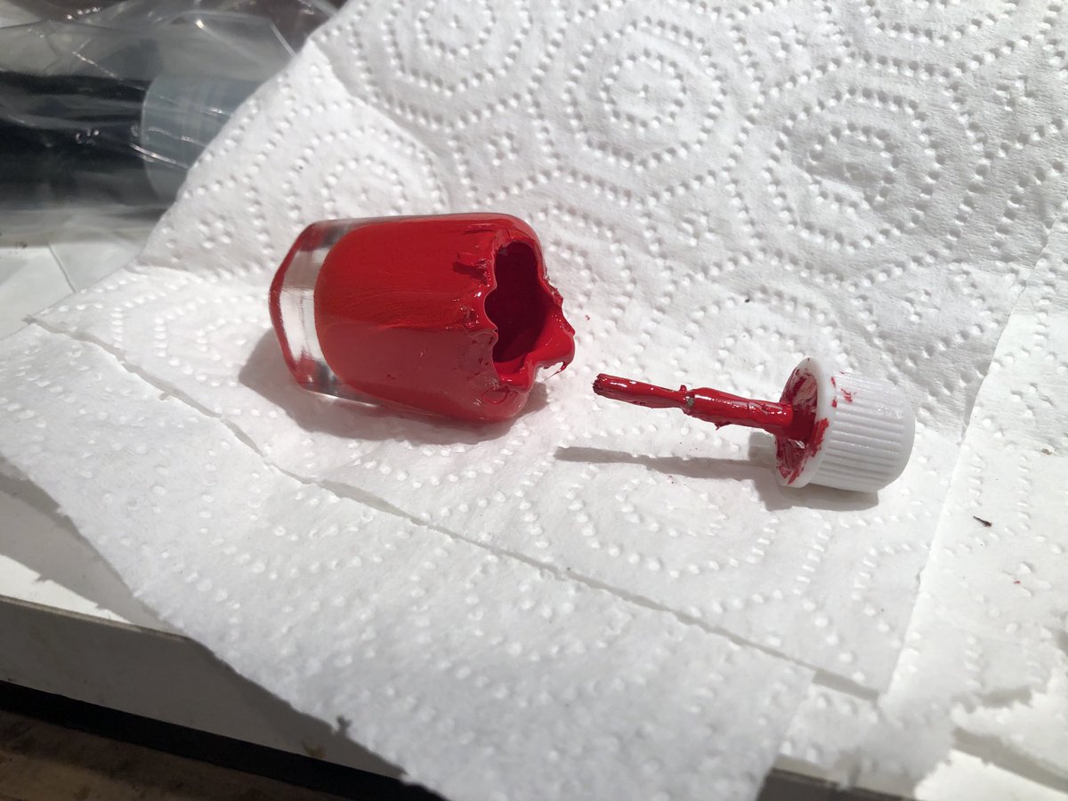 carbonspoke's tweet photo. Kestrel restoration: the good news is that I found my original factory paint; the bad news is that I broke the bottle and cut myself a little getting the cap off. Still, it’s a pretty good match! @kestrelbikes #fireenginered https://t.co/pEuFcsffbN
