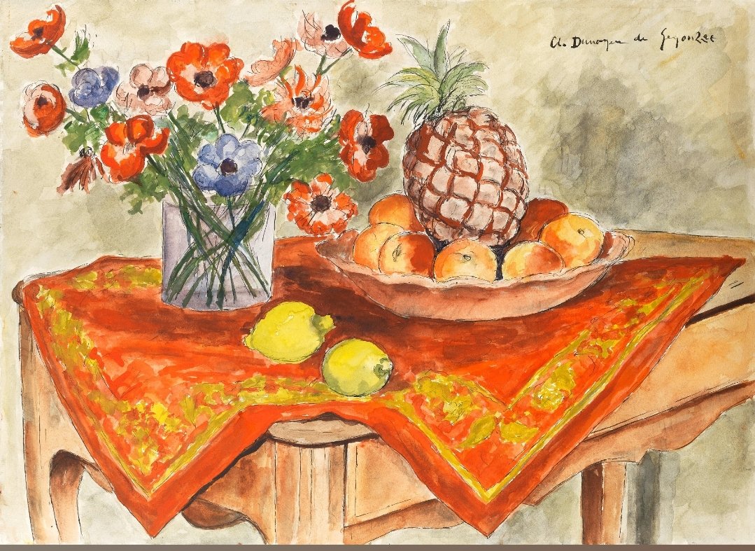 #GoodMorningTwitterWorld 🌞

"His universe oscillates between the sun of Provence and life in Paris, between Africa, Spain and Italy." (Patrick F. Balken)

Still life with a pineapple (c. 1925)

André Dunoyer de Segonzac 🎨 (#BornOnThisDay in 1884)

#Art #ArteYArt #ArtLovers