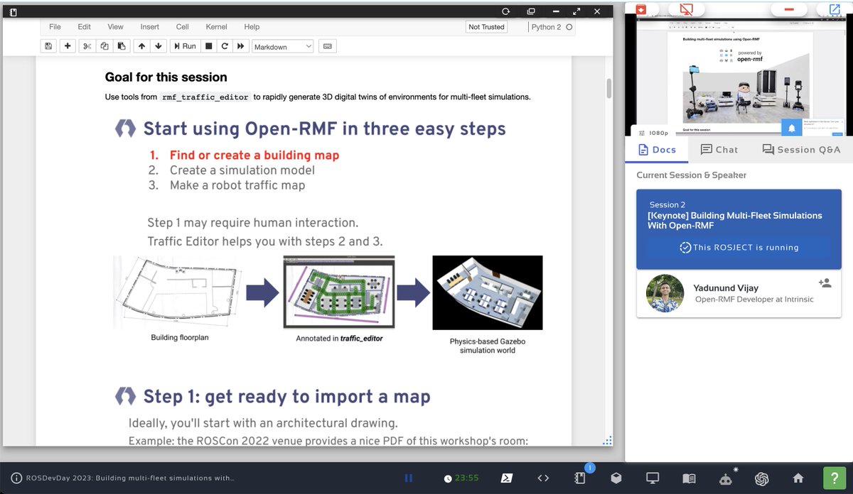 _TheConstruct_'s tweet image. Excited for #ROSDevDay! 🤖Join us as Yadunund Vijay, the keynote speaker, presents an incredible #ROS project on &quot;Building #multi-fleet simulations using #Open-RMF.&quot; Don&apos;t miss out on this must-attend event! ROSDevDay.com🚀

 #ROSDevDay #Conference #Robotics
