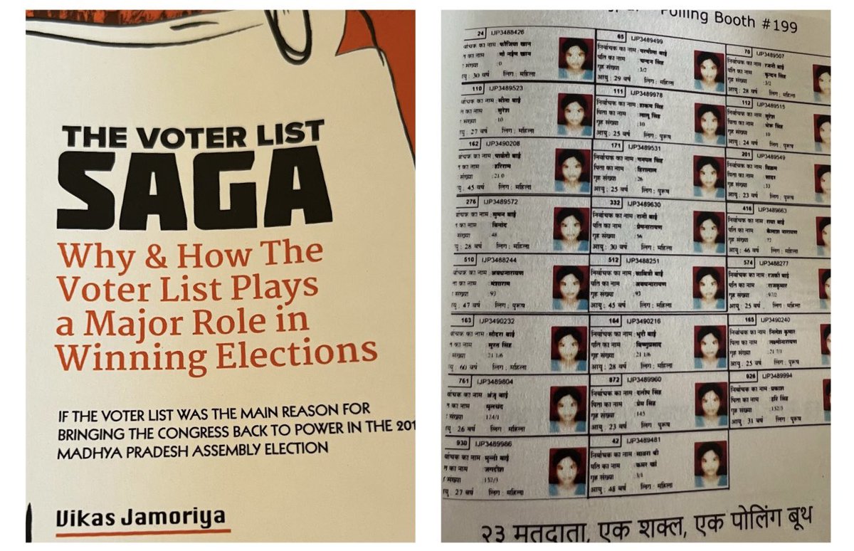 DeepakSEditor's tweet photo. डबल इंजन की सरकारों में विपक्ष के कई उम्मीदवार ‘वोटर लिस्ट’ से ही हार जाते हैं।ऐसे कई वोटर हैं जिनके 20-20 वोटर कार्ड तैयार किये जाते हैं।

ये एक बड़ा खेल है जिसके सबूत जुटाये हैं Delhi IIT के इंजीनियर व चुनावी डाटा के माहिर विकास जामोरिया  ने ।

ये किताब नहीं चार्जशीट है। https://t.co/mPQbN4Hn5j