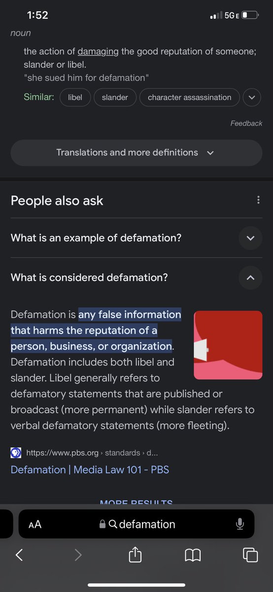 SarahTh95004616's tweet photo. @goatedsmitty @maeveriaa @protopa @theadammcintyre Girl… that’s exactly what defamation means. Google is free! https://t.co/rGwi2Y1RCb