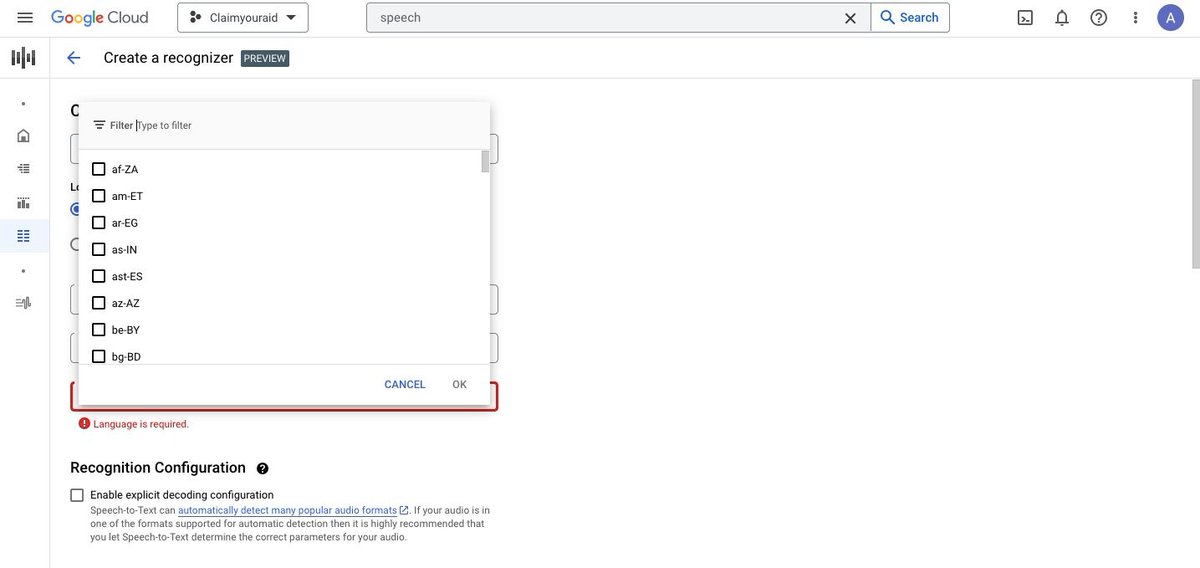 Avikpat's tweet photo. Just a heads up, @GoogleIndia @googlecloud @GoogleCloud_IN, I've been encountering an issue with Chirp, the Universal Speech Model. While attempting to transcribe a local Bengali audio, I noticed the language tag has switched from bn-BD to bg-BD which is absent in documentation. https://t.co/pvyuawJ6j5