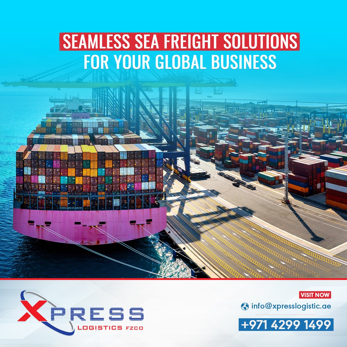 Xpress Logistics is the name you can trust for seamless #SeaFreightservices. Don't let geographical boundaries limit your business potential – let us connect you to the world! 

Call us at +97142991499 today to know more.