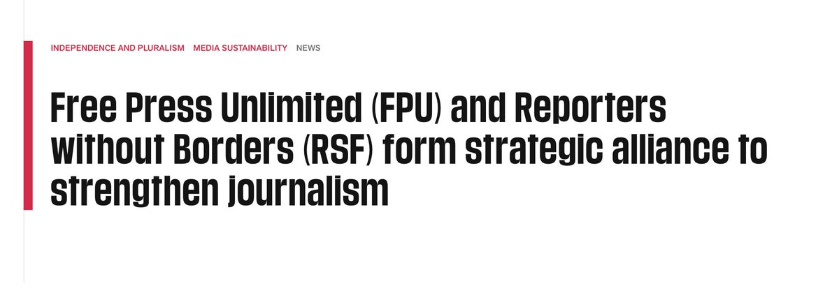Christophe Deloire (@cdeloire) on Twitter photo We are excited to announce that <a href="/RSF_inter/">RSF</a> and @freepressunltd join forces in an unprecedented strategic alliance aimed at advancing quality #journalism and protecting #PressFreedom. Glad to further our cooperation with <a href="/RuthKronenburg/">Ruth Kronenburg</a> and all our FPU friends and colleagues. We are excited to announce that <a href="/RSF_inter/">RSF</a> and @freepressunltd join forces in an unprecedented strategic alliance aimed at advancing quality #journalism and protecting #PressFreedom. Glad to further our cooperation with <a href="/RuthKronenburg/">Ruth Kronenburg</a> and all our FPU friends and colleagues.