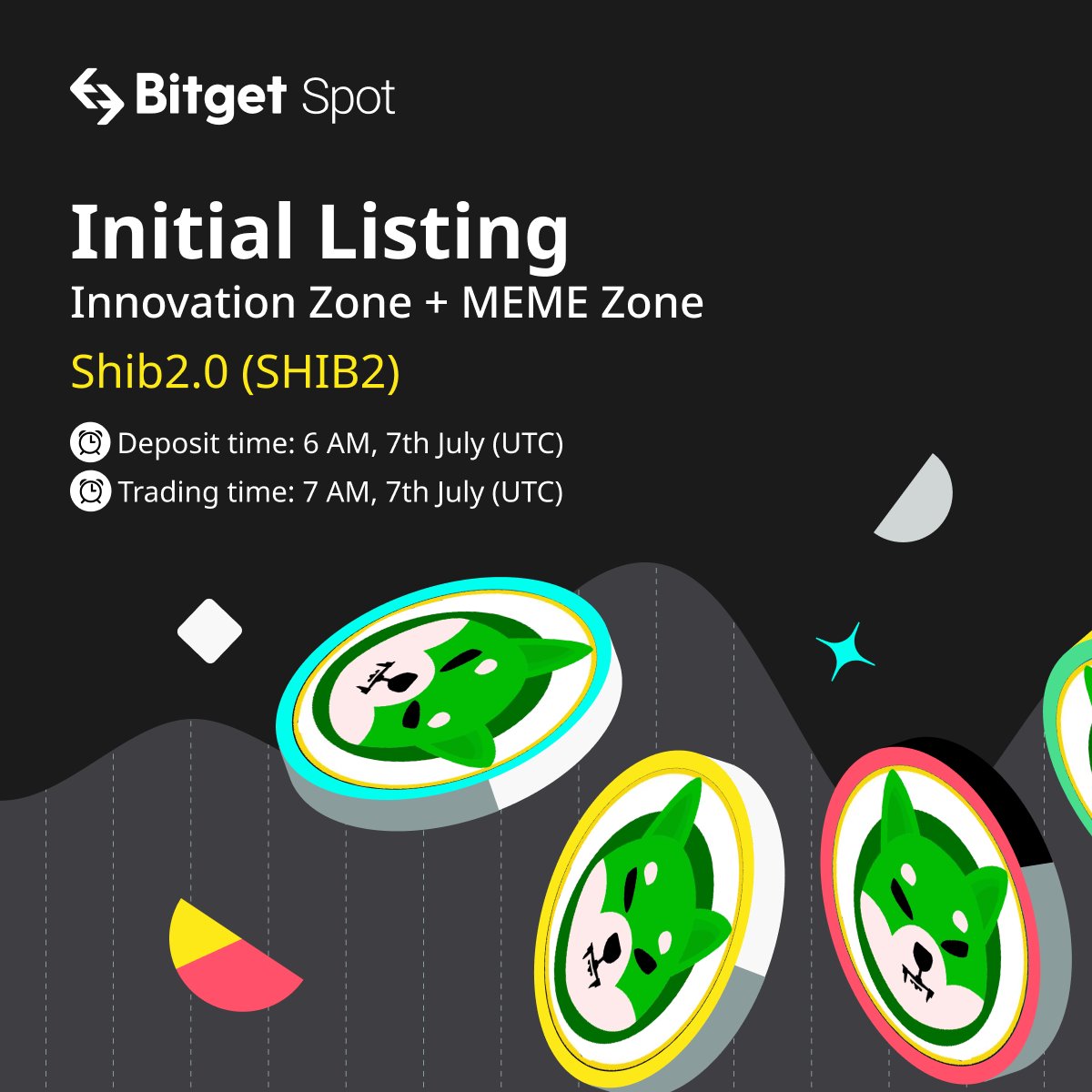 💥 Initial Listing

#Bitget will list $SHIB2/USDT on July 7, 7 AM UTC in #Innovation &amp; Meme Zone. <a href="/shib2_coin/">SHB2.0</a>

✅ Deposit now open

🎁 A total $100 #giveaway for 10 members! Just simply RT + TAG 3 friends.

More details: bitget.com/en/support/art…