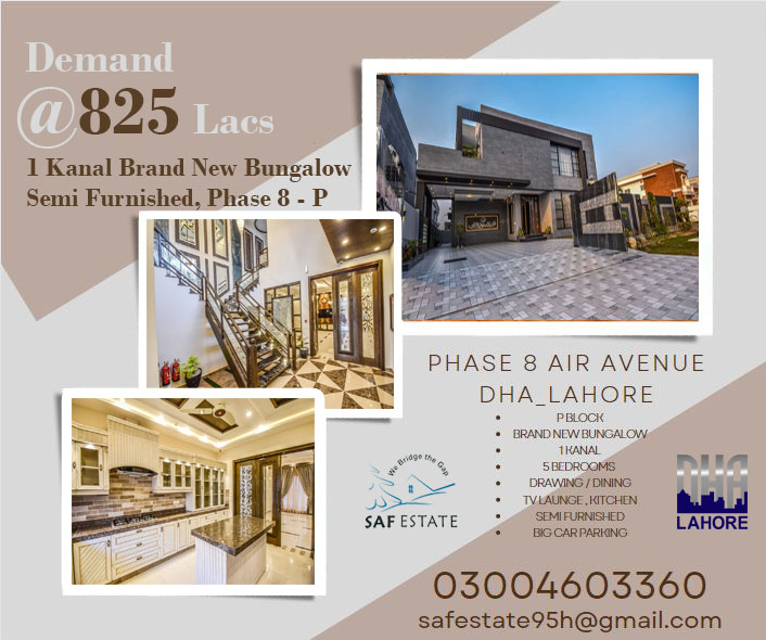 #dhalahore #phase8 #AirAvenue #PBlock #bungalowforsale #brandnewhome #1kanalhouseforsale #ideallocation #furnishedhouseforsale
SAF Estate Consultant
1 Kanal Brand New fully furnished Luxury Bungalow for Sale in Block-P Phase 8 Air Avenue DHA Lahore
Contact u
03004603360
#Everyone