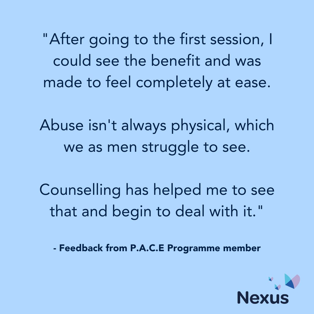 Nexus_NI's tweet image. This #FeedbackFriday we're spreading a #MessageOfHope from a member of the P.A.C.E Programme💬

This Programme is for people who identify as male, are aged 18+ and are 'post crisis' survivors of one or more abusive relationships.

Learn more👉 nexusni.org/pace