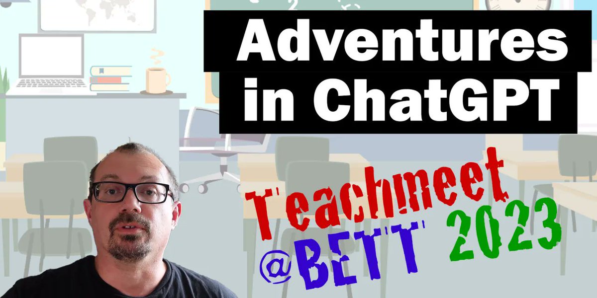 dannynic's tweet photo. Here's my Teachmeet Talk from the ASE Futures conference (and also Teachmeet BETT) about my exploration of Chat GPT and how it can save teachers time with planning and more!
https://t.co/vvSNEtOhPv
#asechat #asefutures #teachmeet #tmbett23 https://t.co/ggTi9MWM0W