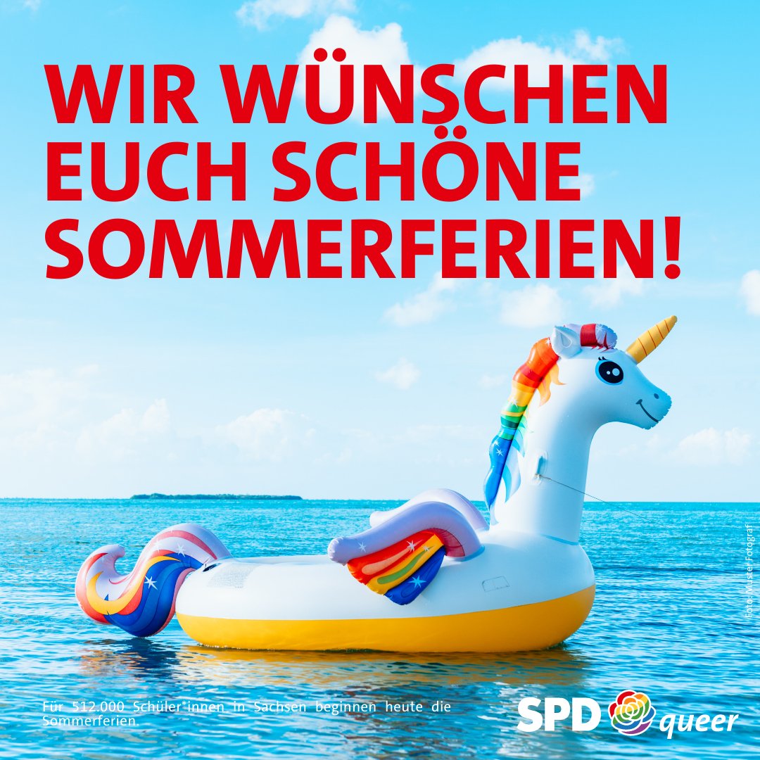 SPDqueerSachsen's tweet photo. Für 512.000 Schüler*innen in Sachsen beginnen heute die Sommerferien. Wir wünschen Euch eine tolle Zeit und viele schöne Erlebnisse! 🏳️‍⚧️🏳️‍🌈 https://t.co/K7vGJ7zNBz
