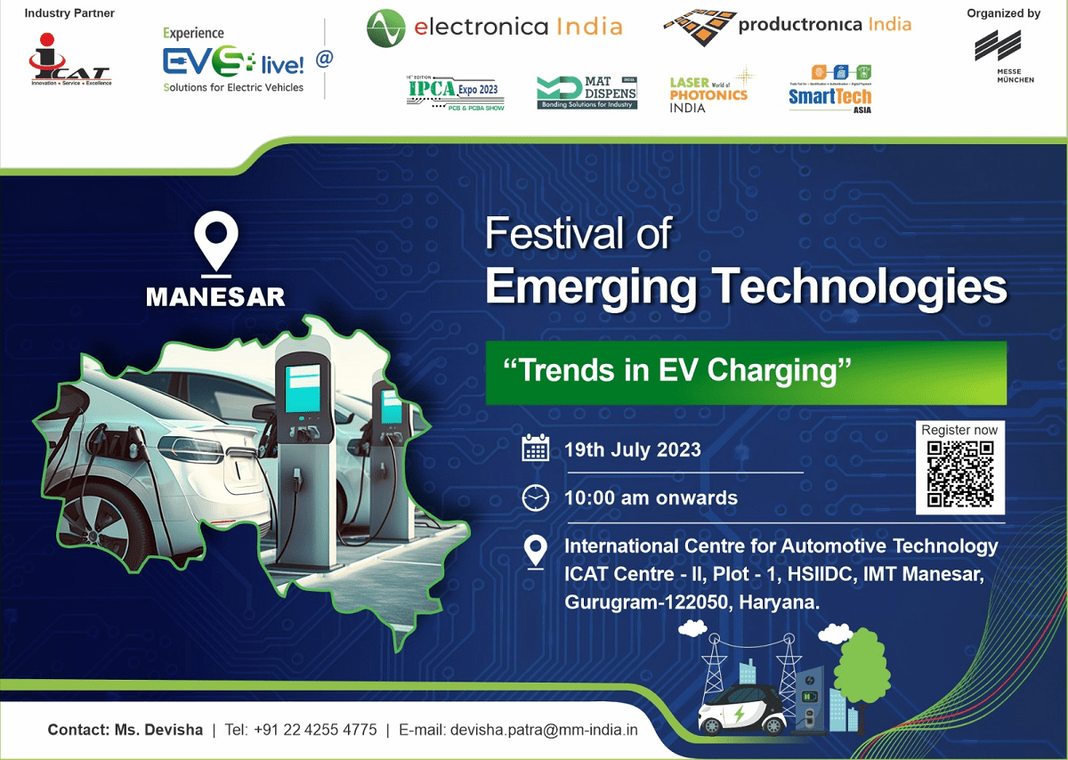 AspireIcat's tweet photo. Upcoming Event: Festival of Emerging Technologies | 'Trends in EV Charging'
Date: 19 July 2023 | Time: 10 AM

Venue: ICAT Centre-2, ICC, IMT Manesar
REGISTER: https://t.co/KnJqplgq13

#evcharging #ev #event https://t.co/2O3El4vawU
