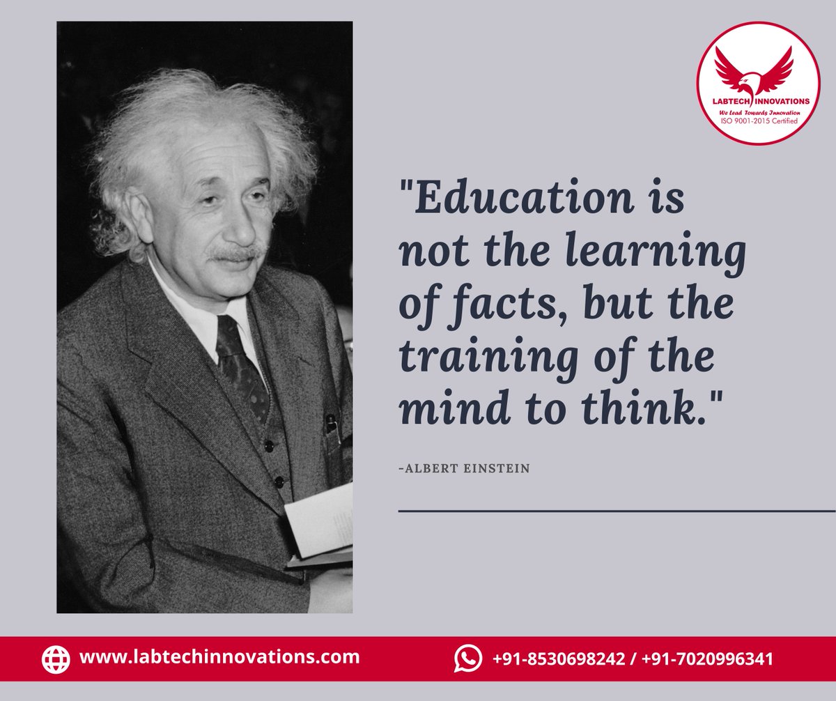 labtechinnova's tweet image. #educationmatters #criticalthinking #LearnToThink #educationforall #futureofeducation #quoteoftheday #motivationfriday #AlbertEinstein #quotes #education