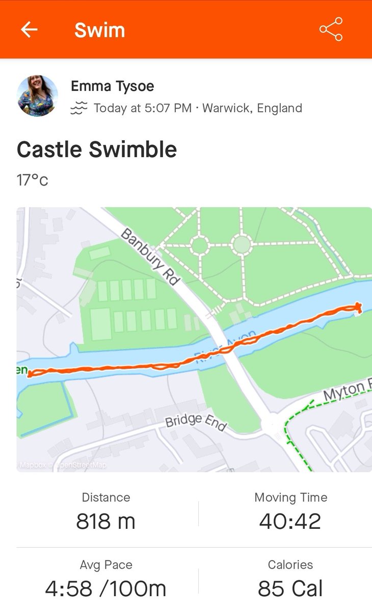 emmajg's tweet photo. Lovely swimble to the castle last night after work. Was cooler than last week, was very refreshing jumping in.
17°c and the sun was out 

#wildswimming #swimble https://t.co/bSBBBHwsbO