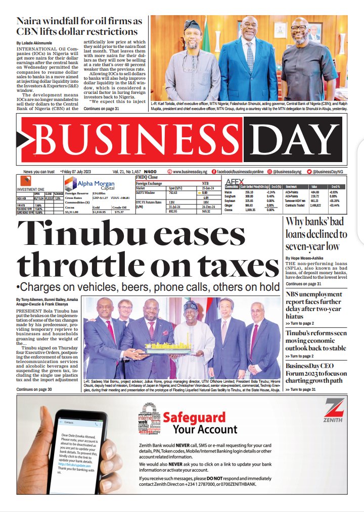 tolaogunnubi's tweet photo. #Nigeria #newspapers #Headlines #thief #UjuAnya #PEPT #TwitterandThread #Psquare #DeleFarotimi #BananaIsland #Onana #frontpages #JAMB #Ruger #NnamdiKanu #Akeelah #Abuja #PBAT https://t.co/MU282wKbtj