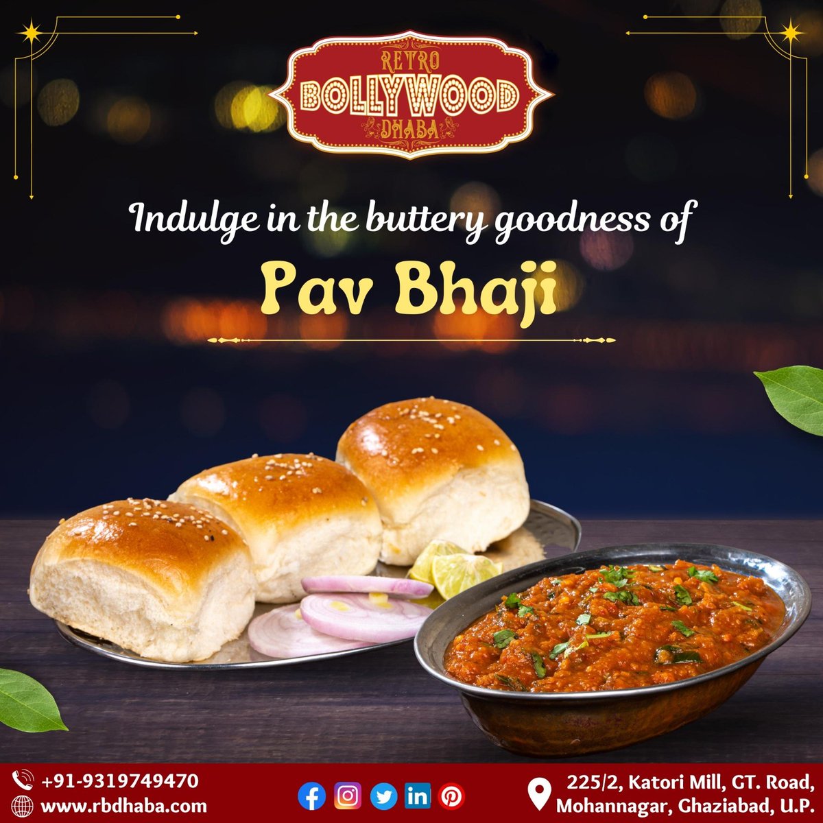 RetroBdhaba's tweet photo. "Get ready for a burst of flavors with our delectable Pav Bhaji at Retro Bollywood Dhaba! 🍛🥖"

Indulge in the iconic street food delight, where a medley of mashed vegetables and aromatic spices come together in a rich and flavorful gravy. 

#RBD #PavBhaji #BollywoodFlavors https://t.co/lNCBlk78rT