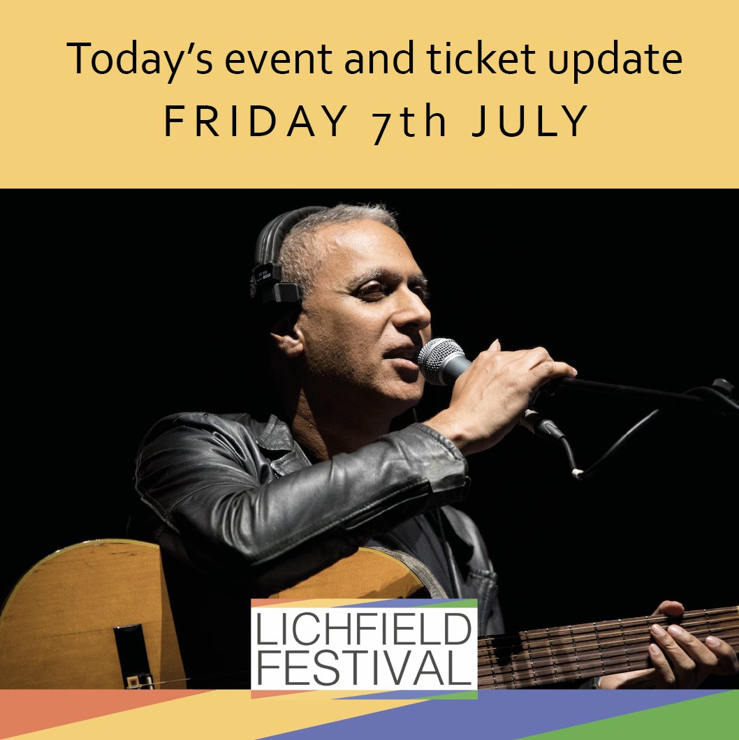 Day 2...
Here's today's update on some incredibly special events… 
12pm: Dominic Doutney  
2.15pm: It’s A Drag  
5pm: Girls Will Be Boys  
7.30pm: Nitin Sawhney 
8pm: MOJO SOLD OUT
F/T students, concession tickets £10 on the door, subj to availability. Join us! #lichfest23