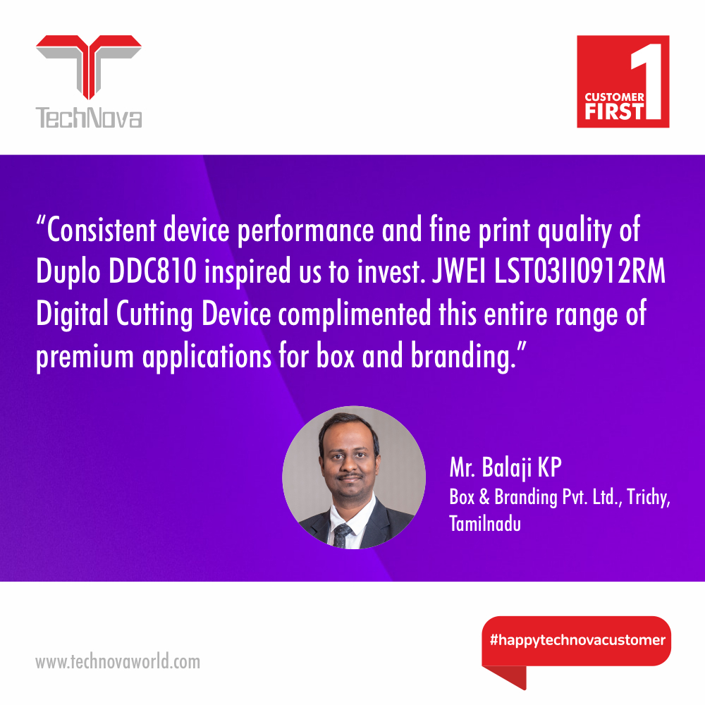 TechNovaWorld's tweet photo. #TechNova #HappyCustomers #CustomerFirst #Duplo #DDC810 #JWEI https://t.co/gohCThltXb