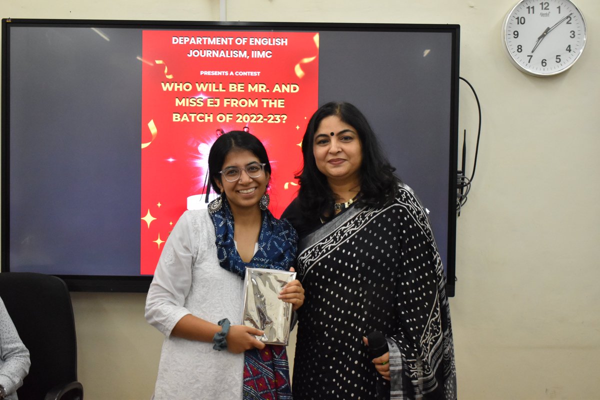 Aarushi Batra (@aarushibatra3) on Twitter photo It feels heavenly to be recognized for the efforts made throughout the semester. To the teacher who has been a motivator for us, who has always been there whenever needed, Thankyou!
#LifeatEJ
@SurbhiDahiyaEJ <a href="/IIMC_India/">Indian Institute of Mass Communication</a> It feels heavenly to be recognized for the efforts made throughout the semester. To the teacher who has been a motivator for us, who has always been there whenever needed, Thankyou!
#LifeatEJ
@SurbhiDahiyaEJ <a href="/IIMC_India/">Indian Institute of Mass Communication</a>