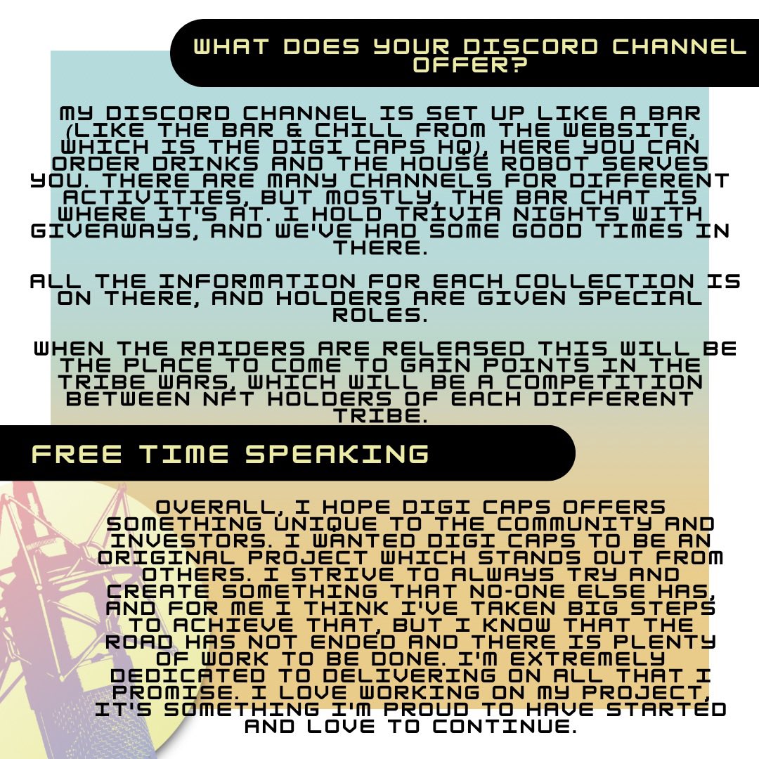 🎙️Interview with <a href="/digi_caps/">Jack</a> 🎙️

➡️more than just nfts!!

He has a long term plan, the end of the world, mutant beasts, tribes, caps and a mysterious Bar! 
To know all the details visit 
➡️ <a href="/digi_caps/">Jack</a> ‘ site!

➡️now live in Moka!

#artgallery #NFTCommunity #mokart